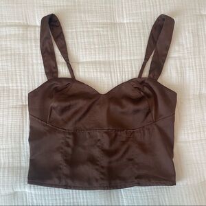 Abercrombie Brown Satin Fitted Tank XS